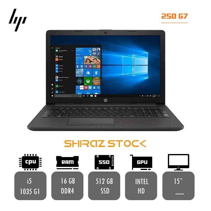 لپ تاپ استوک "HP 250 G7 | i5-1035G1 | 16GB-DDR4 | 512GB-SSDm.2|15