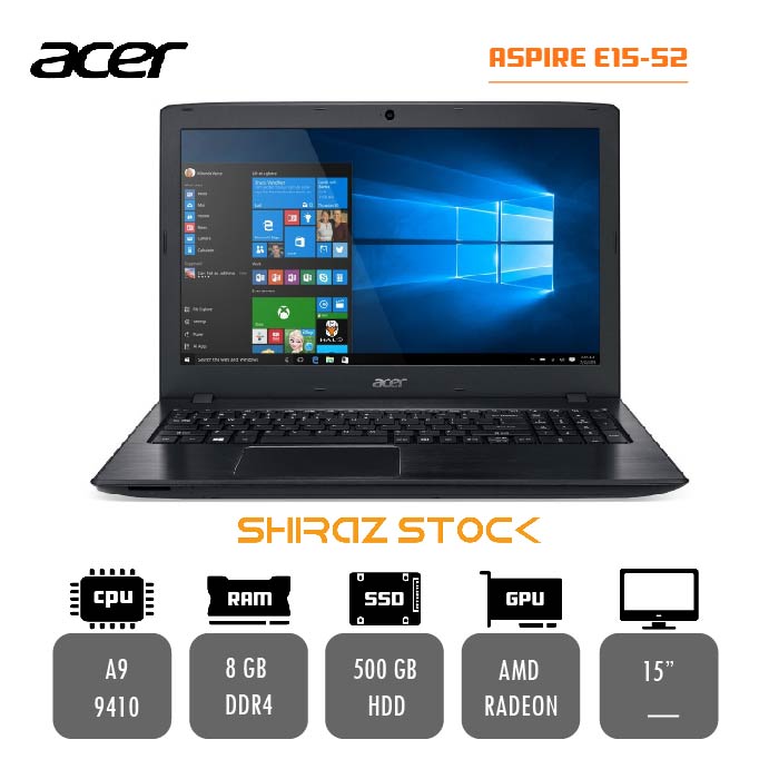 لپ تاپ استوک "ACER ASPIRE E15-52 | A9-9410 | 8GB-DDR4 |500GB-HDD | 15