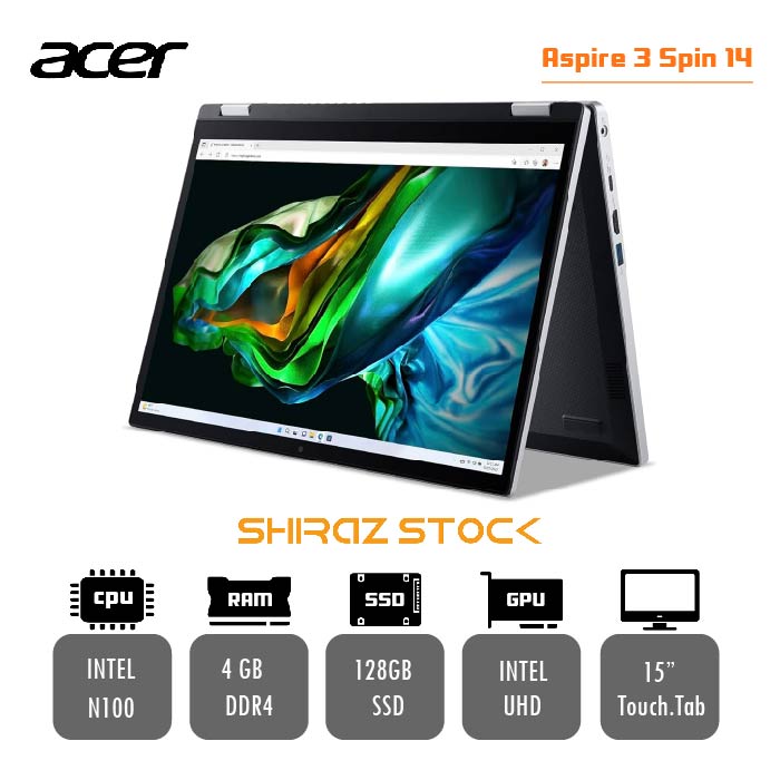 لپ تاپ استوک "ACER ASPIRE3 SPIN14 | PANTIUM-N100 | 4GB-DDR4 | 128GB-SSD | 14