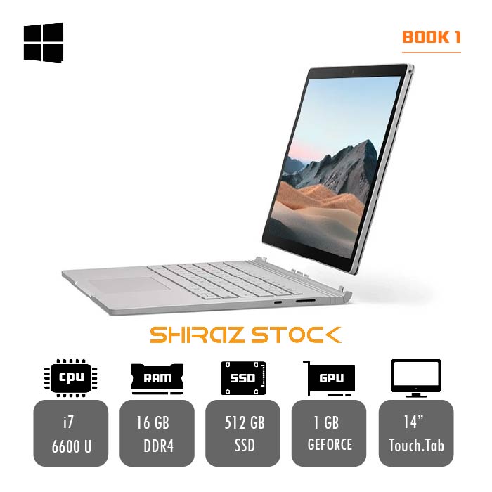 لپ تاپ استوک Microsoft Surface Book 1 | i7-6600 U | 16GB | 512GB-SSD | 1GB-GTX GM108 | 14"-4K-Touch