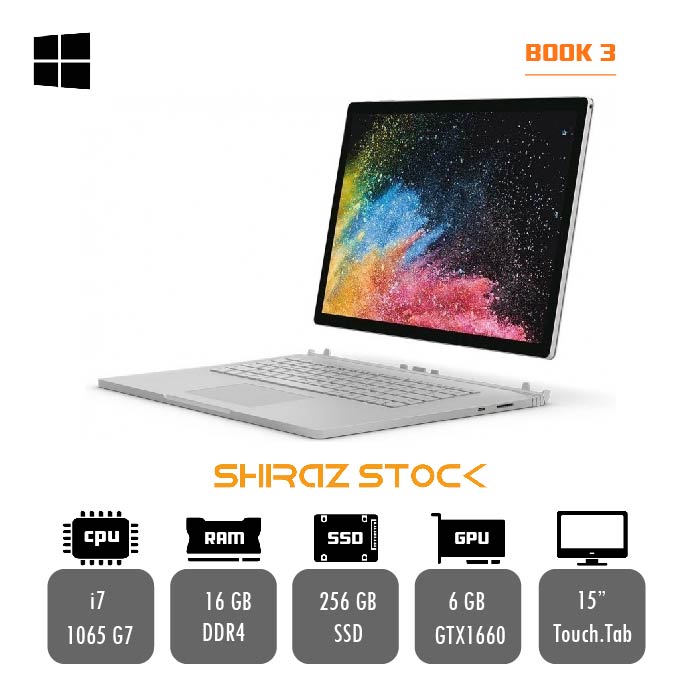 لپ تاپ استوک Microsoft Surface Book 3 | i7-1065G7 | 16GB | 256GB-SSD | 6GB-GTX 1660TI | 14"-4K-Touch