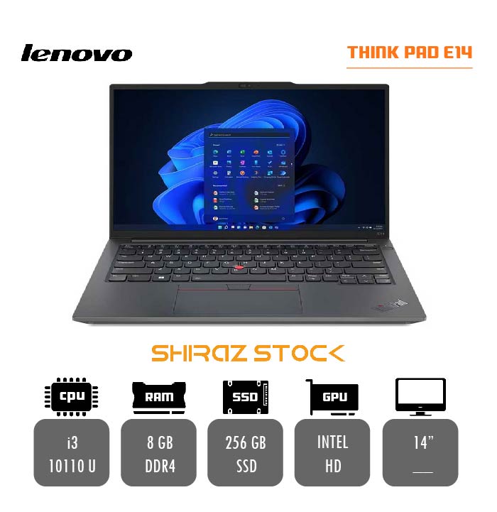 لپ تاپ استوک "LENOVO ThinkPad E14 | i3-10110U |8GB-DDR4 | 256GB-SSD-M2 | 14