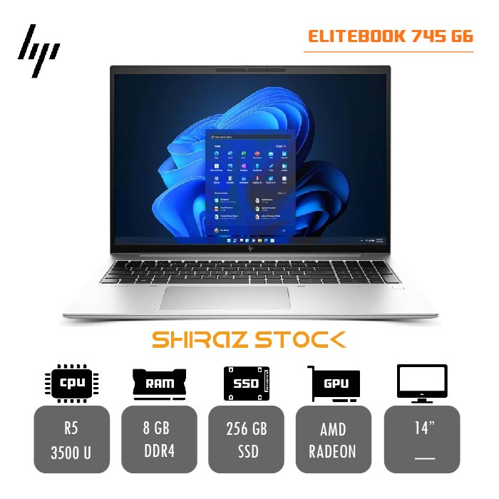 لپ تاپ استوک HP EliteBook 745 G6| R5-3500U | 8GB-DDR4 | 256GB-SSD| 14"