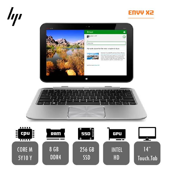 لپ تاپ استوک HP  ENNY X2  |M-5Y10Y| 8GB-DDR4 | 256GB-SSD | 14" TOUCH.TAB