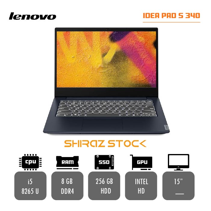لپ تاپ استوک LENOVO IDEAPAD S 340 |i5-8265U|8GB-DDR4|256GB-SSD 