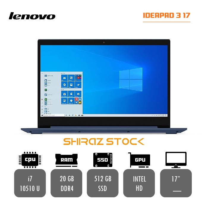 لپ تاپ استوک "LENOVO IDEAPAD 3 17|i7-10510U|20GB-DDR4|512GB-SSD|17