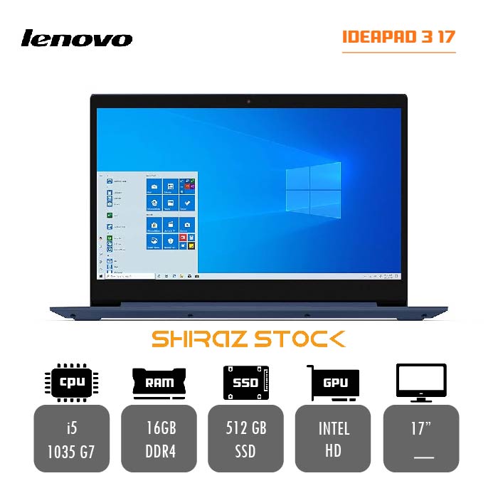 لپ تاپ استوک "LENOVO IDEAPAD 3 17|i5-1035G1|16GB-DDR4|512GB-SSD|17