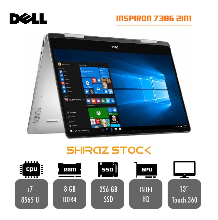 لپ تاپ استوک .360DELL INSPIRON 7386 2-in-1 | i7-8565U | 8GB-DDR4 |256GB-SSDm.2| 13"Touch