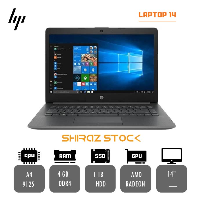 لپ تاپ استوک "HP LAPTOP 14 |A4-9125| 4GB-DDR4 | 1TB-HDD | 14