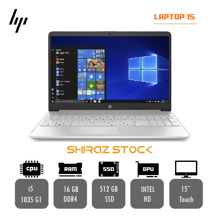 لپ تاپ استوک HP  LAPTOP 15  | i5-1035G1 | 16GB-DDR4 | 512GB-SSD  | 15"-HD TOUCH