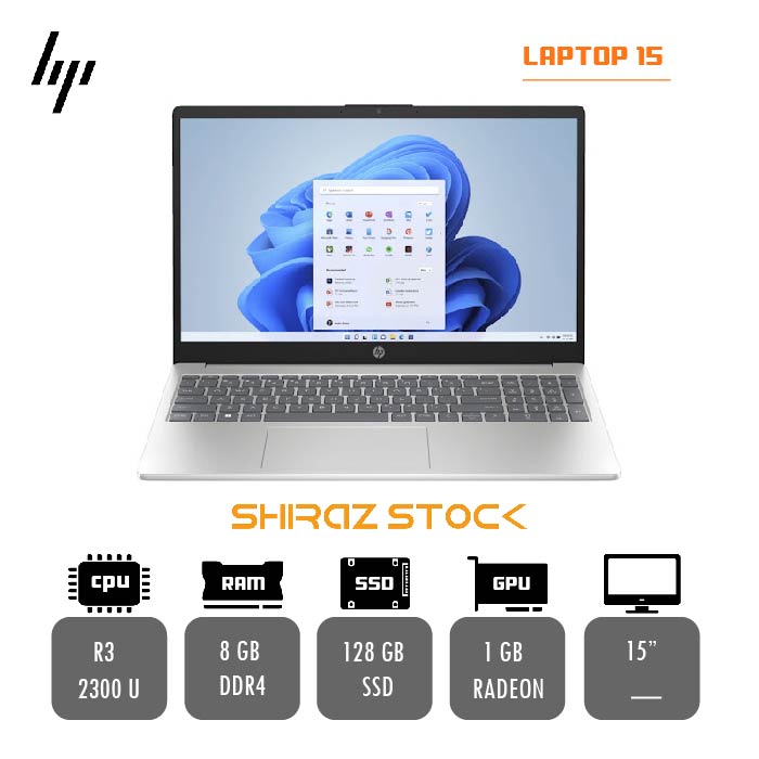 لپ تاپ استوک "HP LAPTOP 15  | R3-2300U | 8GB-DDR4 | 128GB-SSDm.2 | 1GB-AMD | 15