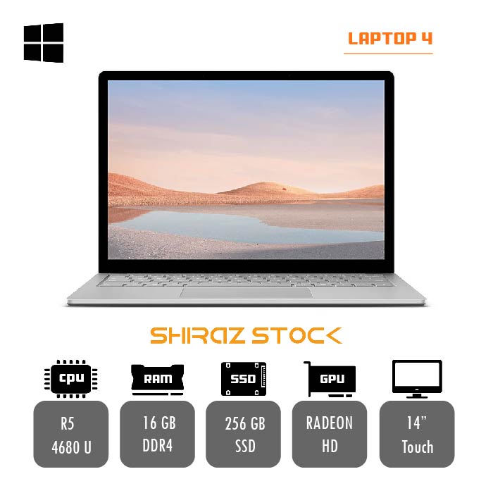 لپ تاپ استوک Microsoft Surface laptop 4 | R5-4680U | 16GB-DDR4 | 256GB-SSDm.2 | 14"-2K-Touch