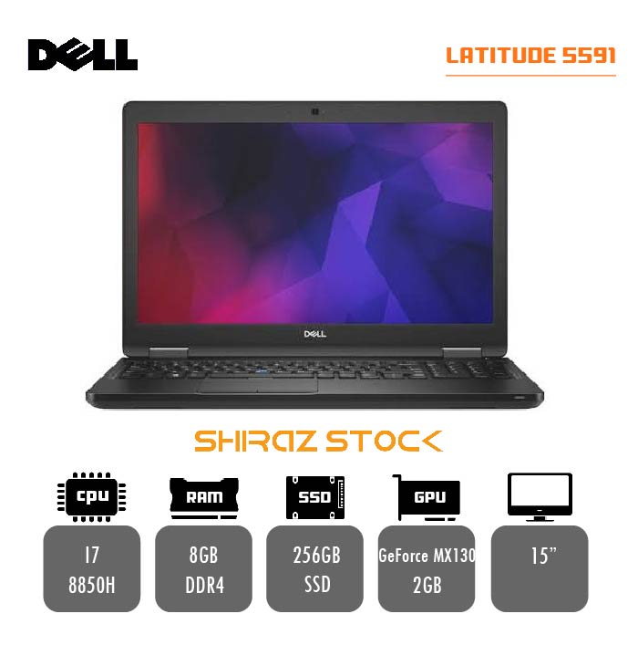 لپ تاپ استوک DELL Latitude 5591 | i7-8850H | 8GB-DDR4 | 256GB-SSD | NVDIA GeForce MX130-2GB  | 15