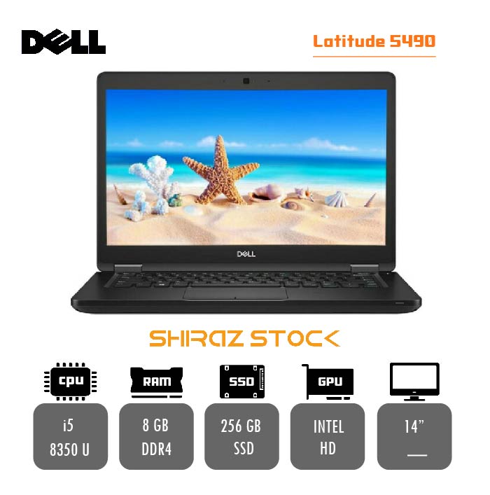 لپ تاپ استوک DELL Latitude 5490 | i5-8350U | 8GB-DDR4 | 256GB-SSDm.2 | 14"-FHD