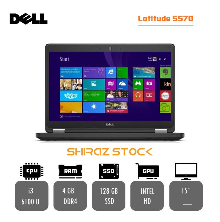 لپ تاپ استوک "DELL Latitude 5570 | i3-6100 U | 4GB-DDR4 | 128GB-SSDm.2 | 15