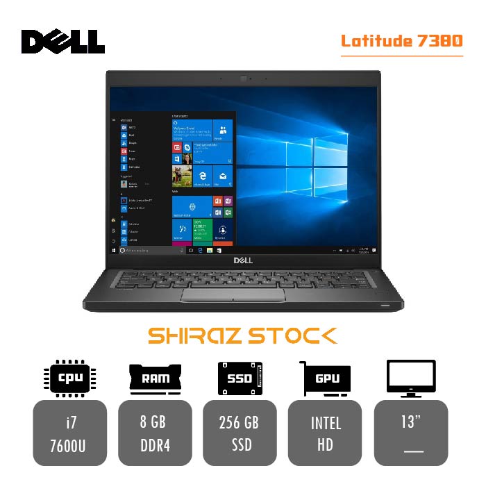 لپ تاپ استوک "DELL LATITUDE 7380 | i7-7600U | 8GB-DDR4| 256GB-SSD|13