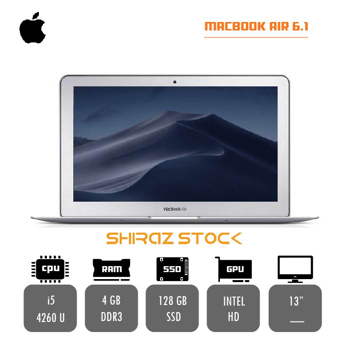 مک بوک استوک "APPLE | MACBOOK AIR 6.1  | i5-4260U | 4GB-DDR3 | 128GB-SSDm.2 | 13 