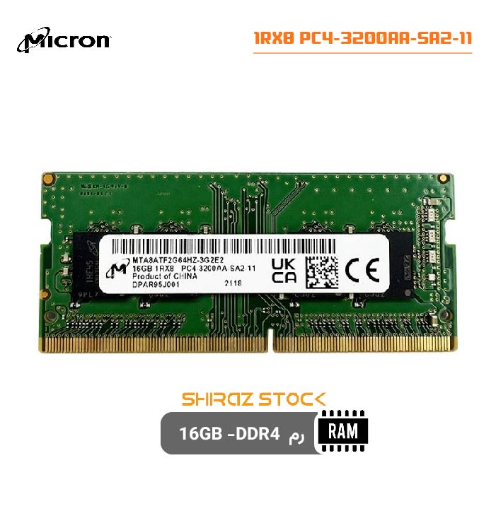 رم لپ تاپ استوک اورجینال برند MICRON فرکانس PC4-3200AA حافظه 16GB