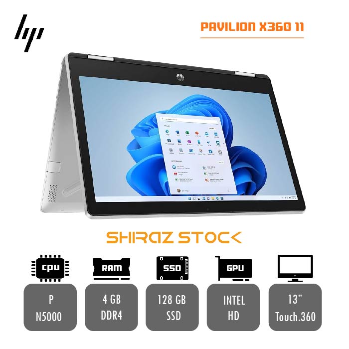 لپ تاپ استوک HP PAVILION X360 11  | PANTUM-N5000 | 4GB-DDR4 | 128-SSD.m2 | 13" TOUCH.360