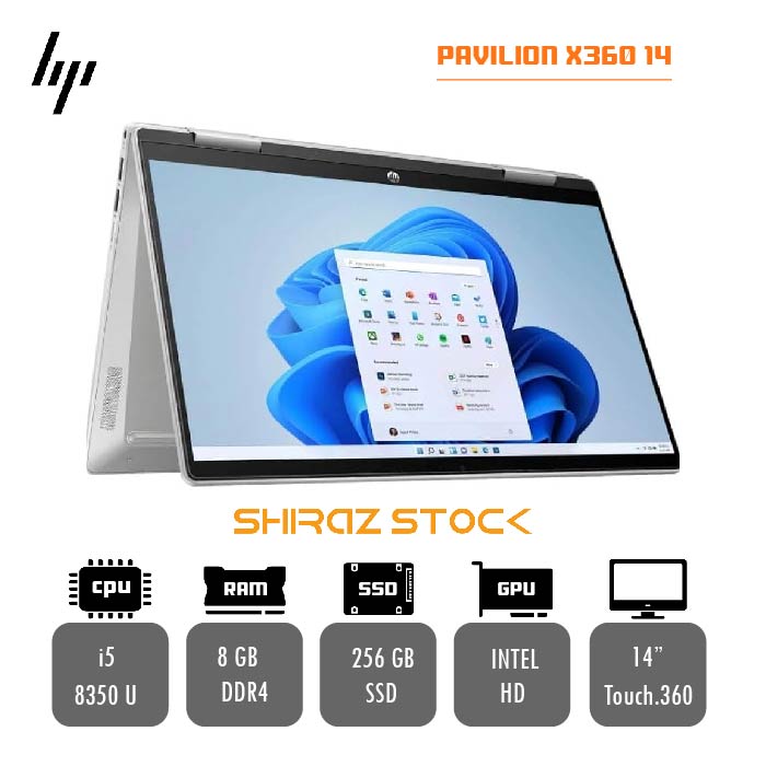 لپ تاپ استوک HP PAVILION X360 14 |i5-8350U|8GB-DDR4|256-SSD|TOUCH.360