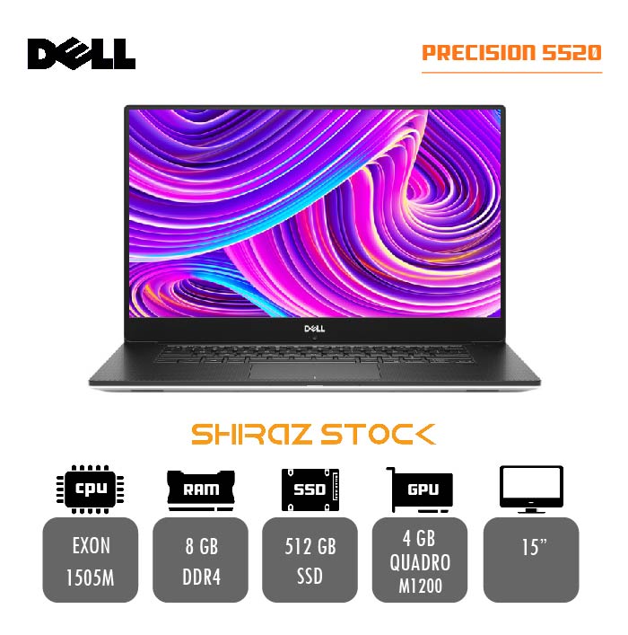 لپ تاپ استوک "Dell precision 5520 | XEON-1505M | 8GB-DDR4 | 512GB-SSDm.2 | M1200m-4GB | 15