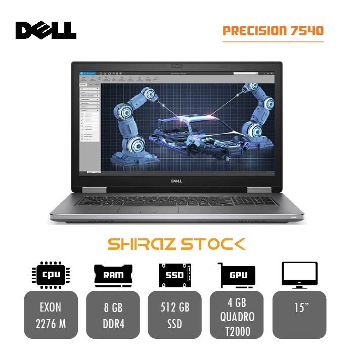 لپ تاپ استوک "Dell PRECISION 7540 | IXEON-2276M | 8GB-DDR4 | 512GB-SSDm.2 | T2000-4GB-DDR5 |15