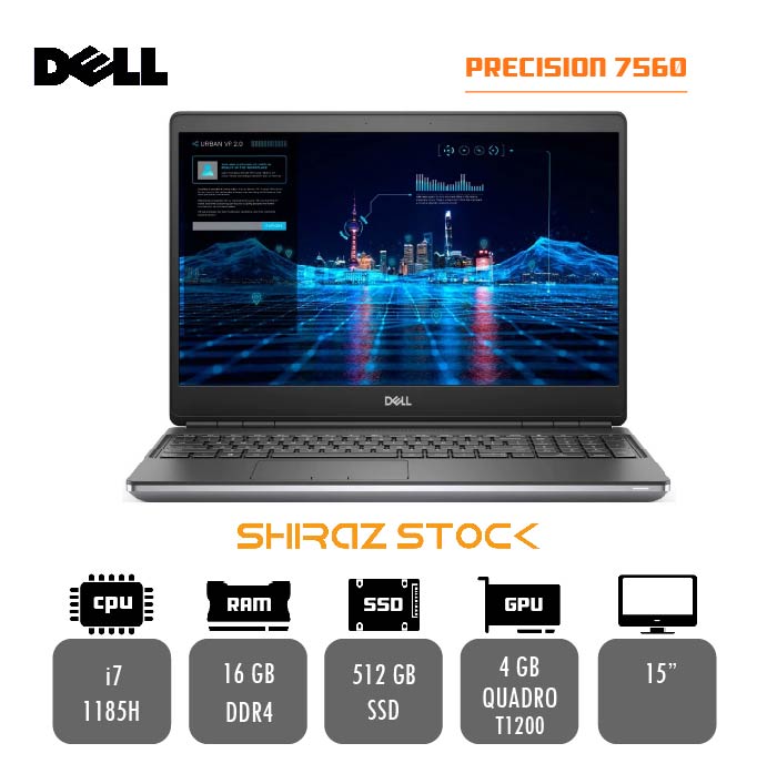 لپ تاپ استوک "Dell precision 7560 | i7-1185H | 16GB-DDR4 | 512GB-SSDm.2 | T1200-4GB-DDR5 | 15