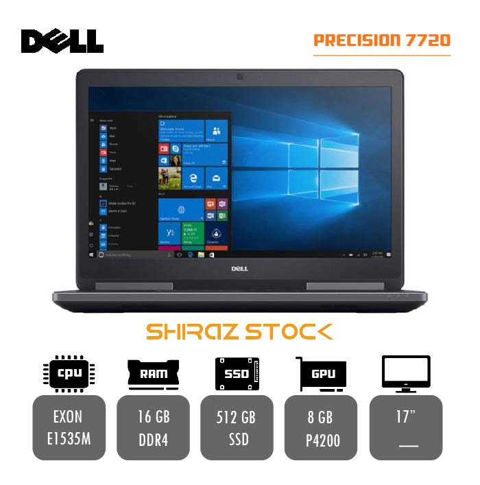 لپ تاپ استوک "Dell PRECISION 7720|XEON-E1535M|16GB-DDR4|512GB-SSDm.2|P4200-8GB|17