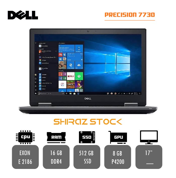 لپ تاپ استوک "Dell PRECISION 7730|XEON-E2186M|16GB-DDR4|512GB-SSDm.2|P4200-8GB|17