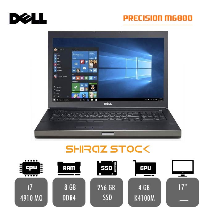 لپ تاپ استوک Dell precision M6800 | i7-4910MQ | 8GB-DDR3 | 256GB-SSDm.2 | 4GB-K4100M | 17"-FHD