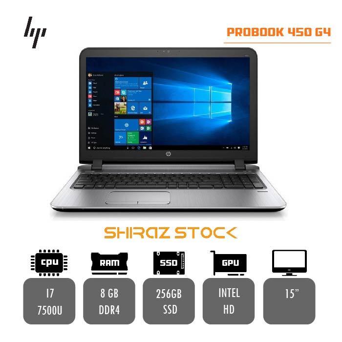 لپ تاپ استوک HP ProBook 450 G4 | i7-7500U | 8GB-DDR4| 256GB-SSD | 15