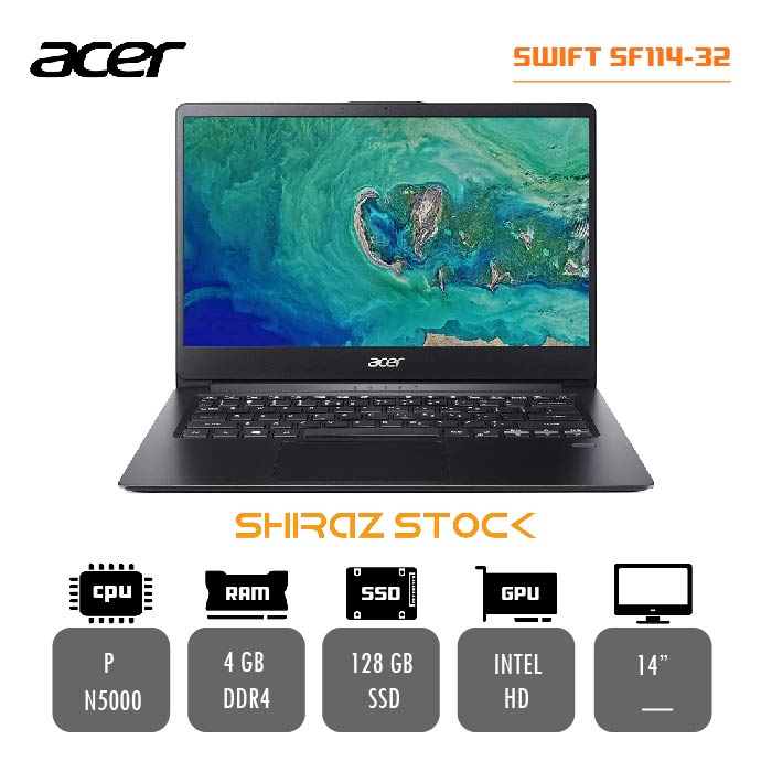 لپ تاپ استوک  "ACER SWIFT  SF114-32 | PANTUM-N5000 | 4GB-DDR4 | 128GB-SSDm.2 | 14 