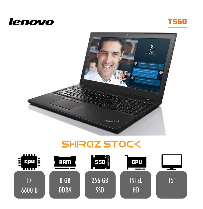 لپ تاپ استوک "LENOVO ThinkPad T560 | i7-6600 U | 8GB-DDR4 | 256GB-SSD | 15