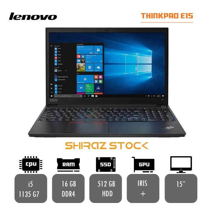 لپ تاپ استوک LENOVO THINKPAD E15 | i5-1135G7| 16GB-DDR4 |512GB-SSDm.2 | 15"-FHD