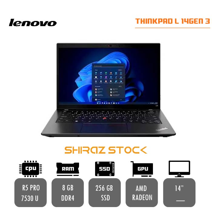 لپ تاپ استوک -LENOVO THINKPAD L14 GEN3|R5PRO-7530U | 8GB-DDR4 | 256GB-SSD| 14