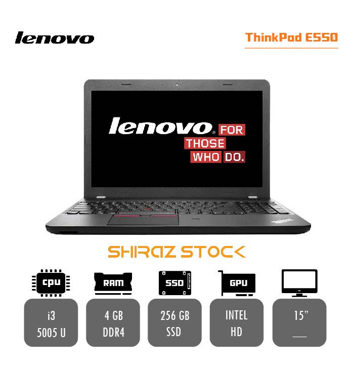 لپ تاپ استوک "LENOVO Thinkpad E550 | i3-5002 U|4GB-DDR4| 256GB-SSD|INTEL HD| 15