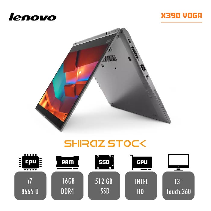 لپ تاپ استوک LENOVO ThinkPad X390 YOGA | i7-8665U | 16GB-DDR4 | 512GB-SSD-M2 | 13" TOUCH.360
