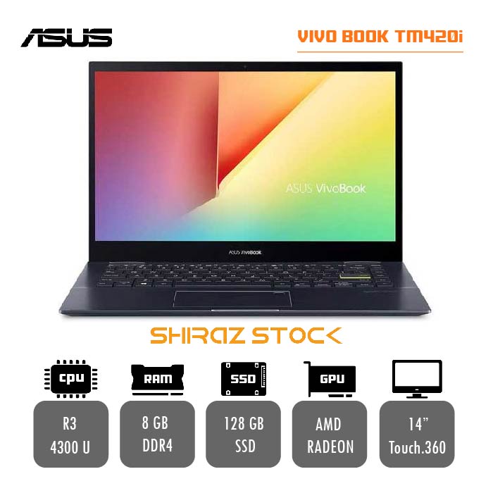 لپ تاپ استوک VIVO BOOK TM 420 i |R3-4300|8GB-DDR4|128-SSD|TOUCH.360