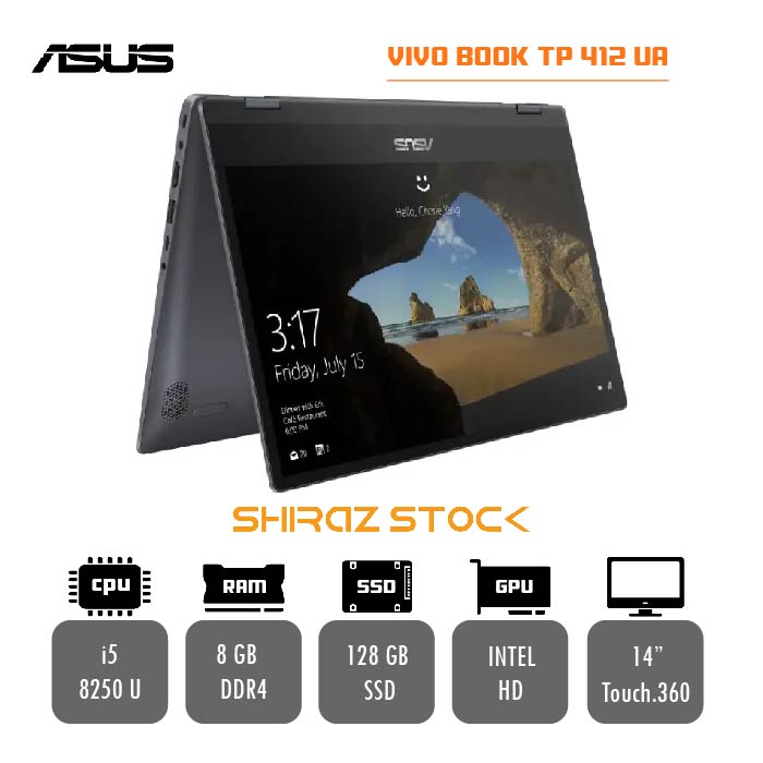لپ تاپ استوک ASUS VIVO BOOK TP 412 UA |i5-8250U| 8GB-DDR4 | 128-SSD | 14" TOUCH.360