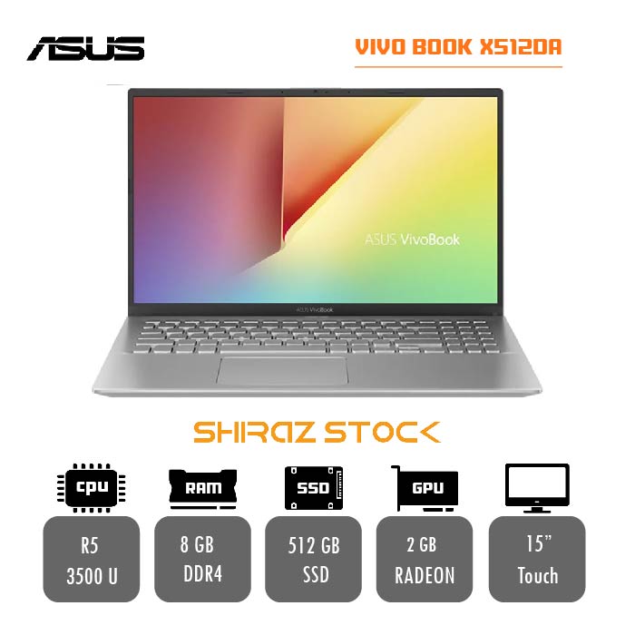 لپ تاپ استوک ASUS VIVO BOOK X512DA | R5-3500 U | 8GB-DDR4 | 512-SSD | 2GB-AMD | 15"-TOUCH