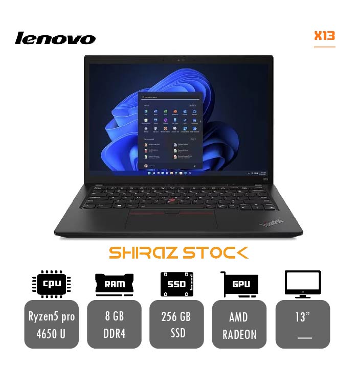 لپ تاپ استوک "LENOVO ThinkPad X13| R5 PRO-4650U | 8GB-DDR4 | 256GB-SSD-M2 | 13