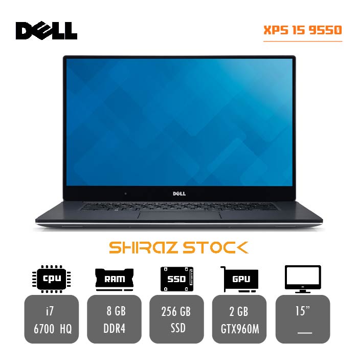 لپ تاپ استوک "Dell XPS 15 9550 | i7-6700HQ | 8GB-DDR4 | 256GB-SSDm.2 | GTX960M-2GB | 15
