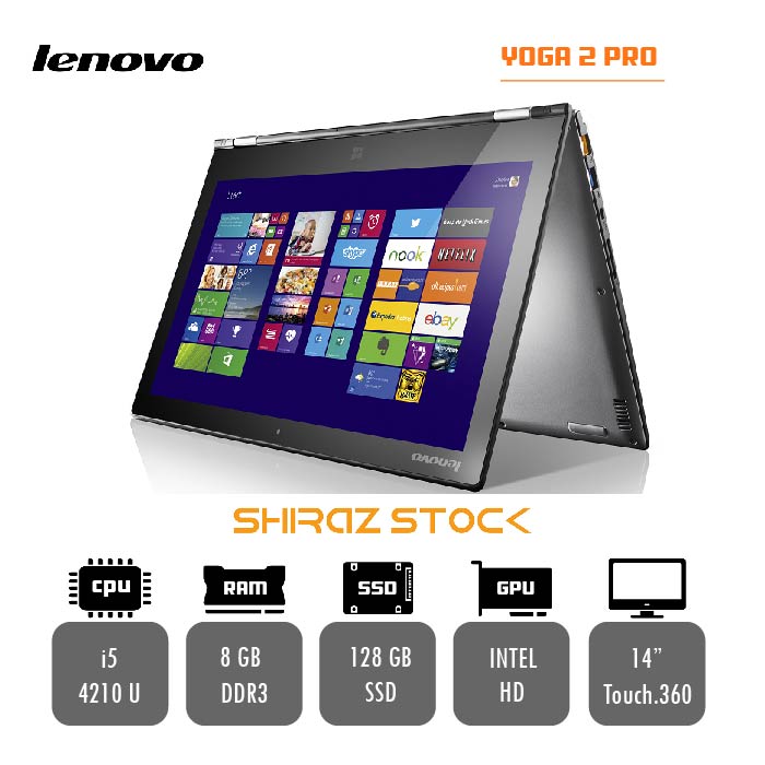لپ تاپ استوک "LENOVO Yoga 2 PRO | i5-4210U | 8GB-DDR3 | 128GB-SSDm.2 | 14