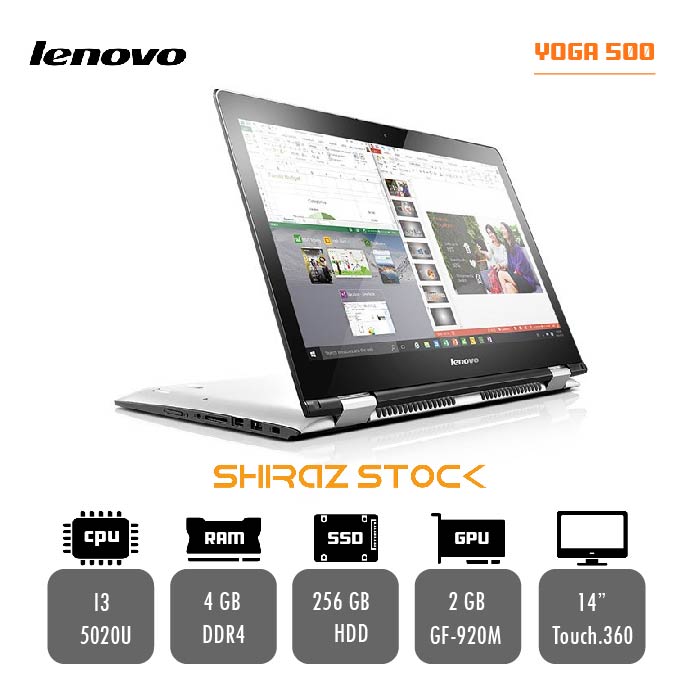 لپ تاپ استوک LENOVO Yoga 500 | i3-5020U|4GB-DDR4| 256GB-SSD| 2GB-GEFORCE 920M|14"-Touch.360