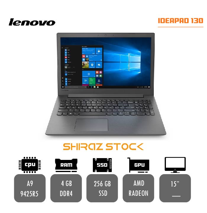 لپ تاپ استوک "LENOVO IDEAPAD 130 | A9-9425R5 | 4GB-DDR4 | 256GB-SSD | 15 