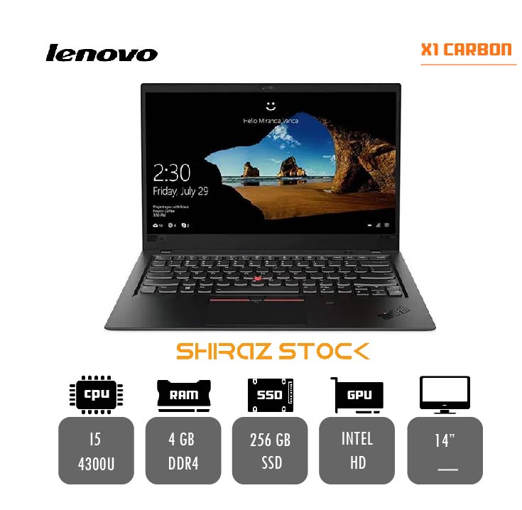 لپ تاپ استوک LENOVO Thinkpad X1 Carbon  | i5-4300U | 4GB-DDR4| 256GB-SSD| 14