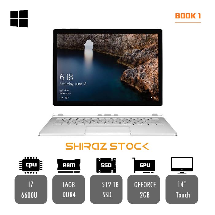 لپ تاپ استوک Microsoft Surface Book 1 | i7-6600U | 16GB | 512GB-SSD | NVIDIA GEFORCE-2GB  | 14-Touch