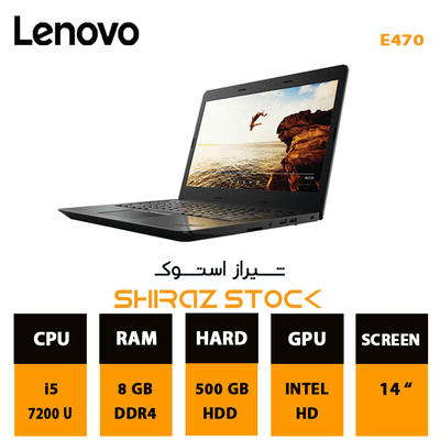  لپ تاپ استوک-ّLENOVO THINKPAD E470 | i5-7200 U| 8GB-DDR4 |500GB | 14"FHD