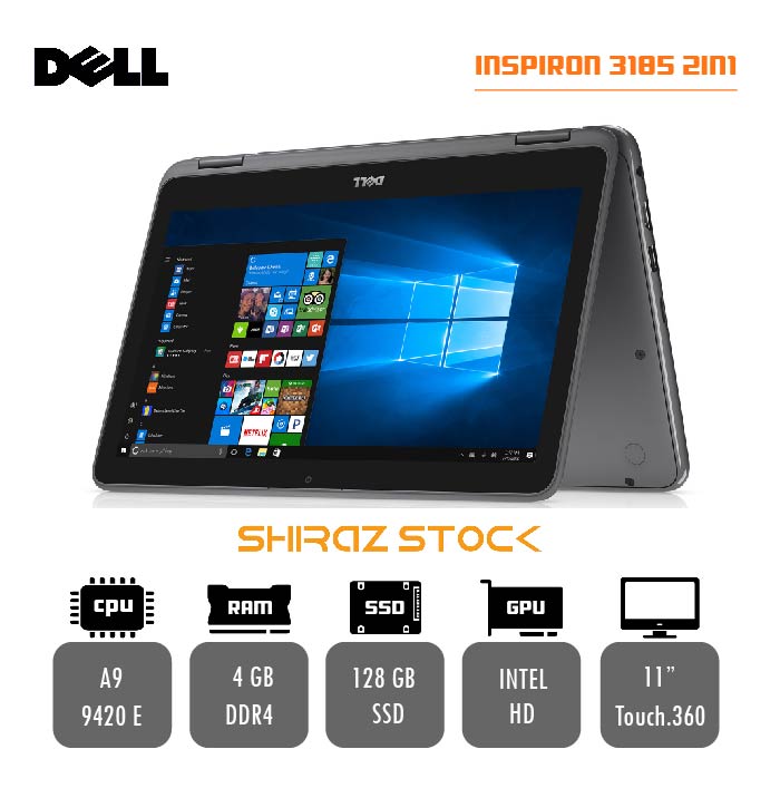 لپ تاپ استوک "DELL INSPIRON 3185  | A9-9420U | 4GB-DDR4 | 128GB-SSD| 11-TOUCH.360