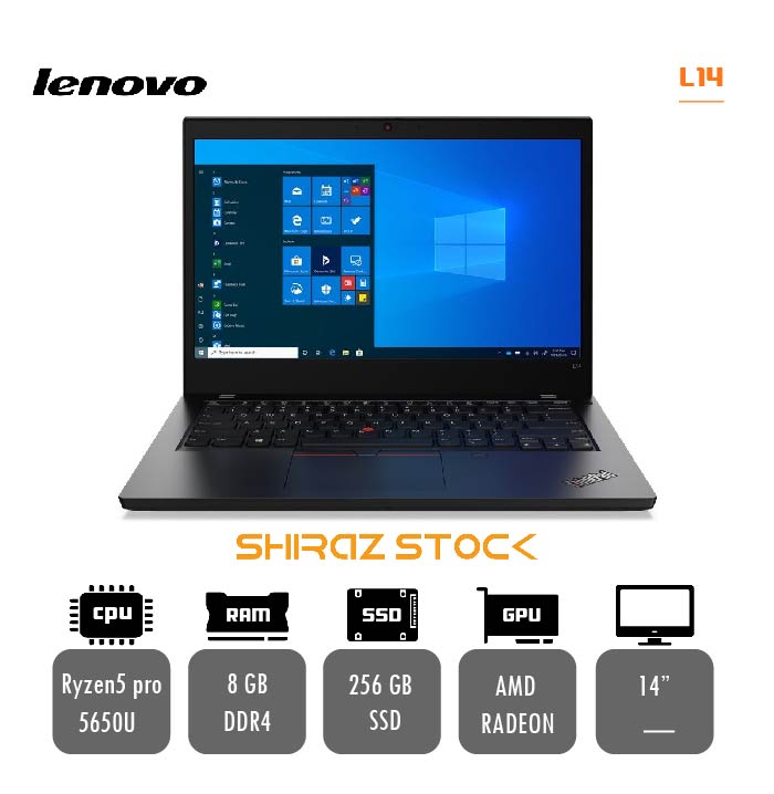 لپ تاپ استوک "LENOVO ThinkPad L14 GEN2| R5 PRO-5650U | 8GB-DDR4 | 256GB-SSD-M2 | 14